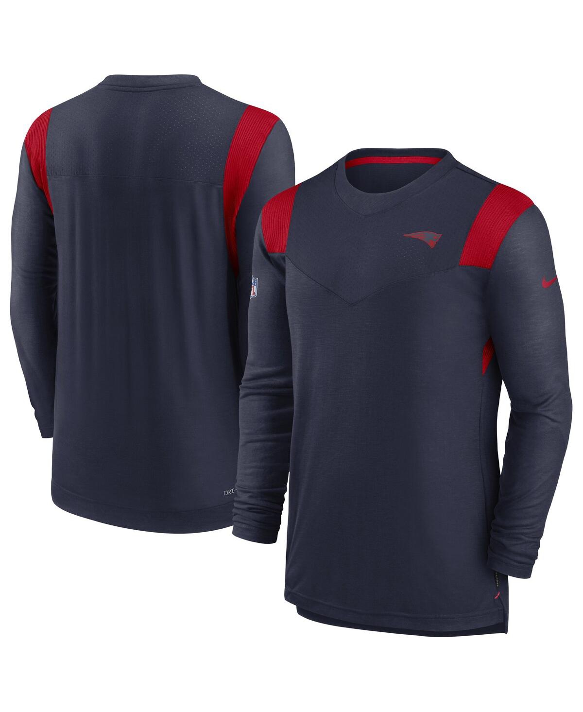 Nike Men's  Navy New England Patriots Sideline Tonal Logo Performance Player Long Sleeve T-shirt In Navy