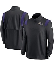 Men's Black Baltimore Ravens Sideline Coach Chevron Lockup Quarter-Zip Long Sleeve Top