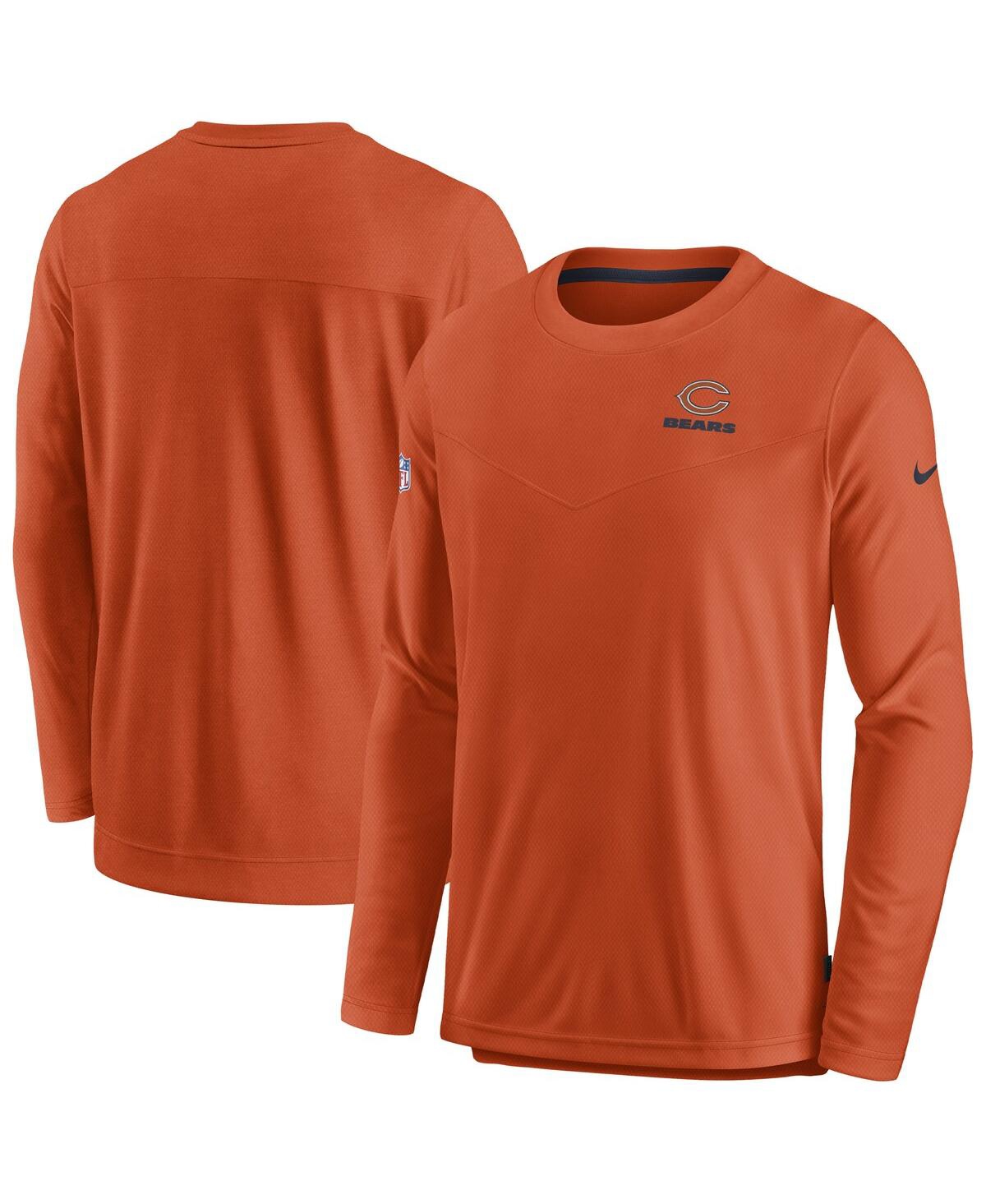 Shop Nike Men's  Orange Chicago Bears Sideline Lockup Performance Long Sleeve T-shirt