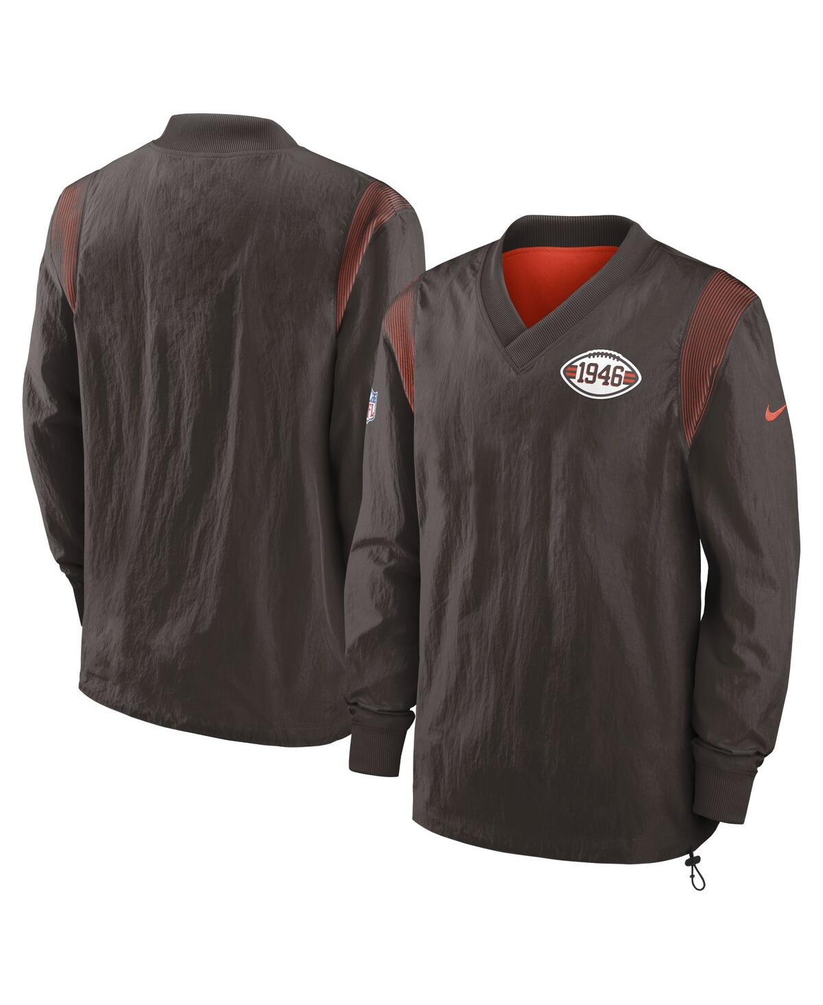 Nike Men's  Brown Cleveland Browns Sideline Team Id Reversible Pullover Windshirt In Brown