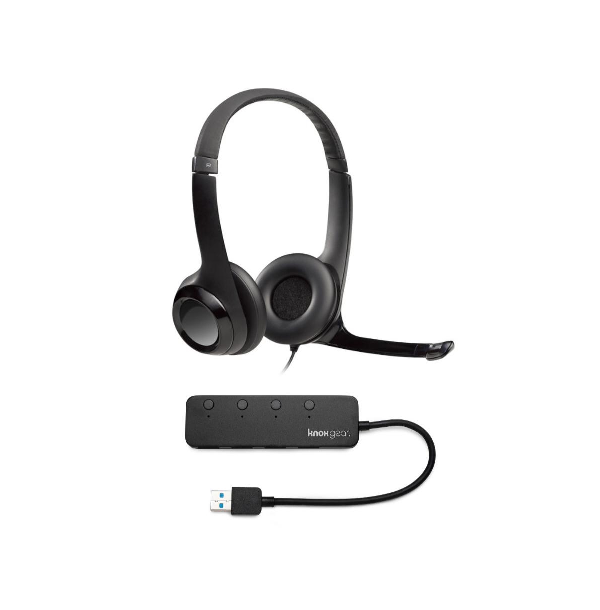 Logitech Usb Headset H390 With Noise Cancelling Mic And 4 Port Usb Hub