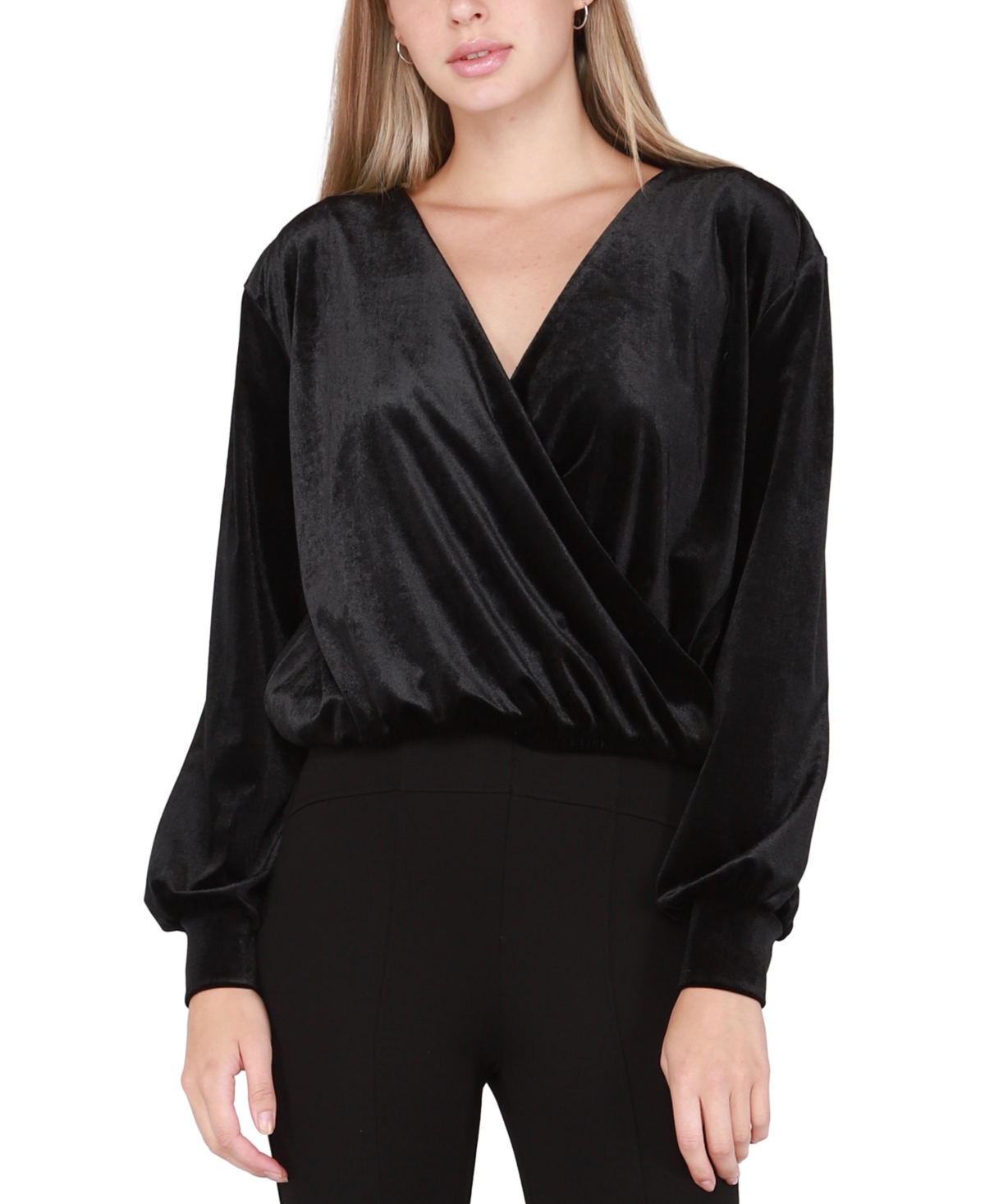 Charter Club Petite Surplice Top PS Deep Black