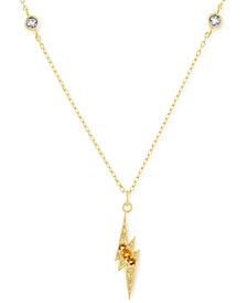 Citrine (1/10 ct. t.w.) & Diamond Accent Lightning Bolt Pendant Necklace in 14k Gold-Plated Sterling Silver, 16" + 2" extender