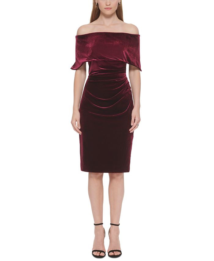 Macy's burgundy sale formal dress