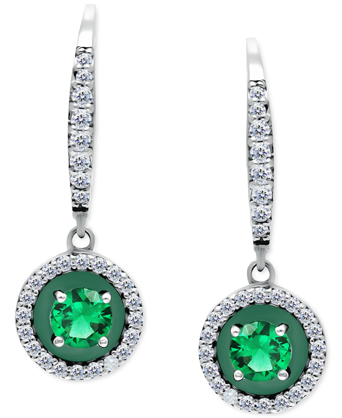 Giani Bernini Amethyst (1/4 ct. t.w.), Cubic Zirconia, & Enamel Circle Dangle Hoop Earrings in Sterling Silver (Also in Additional Stones), Created fo