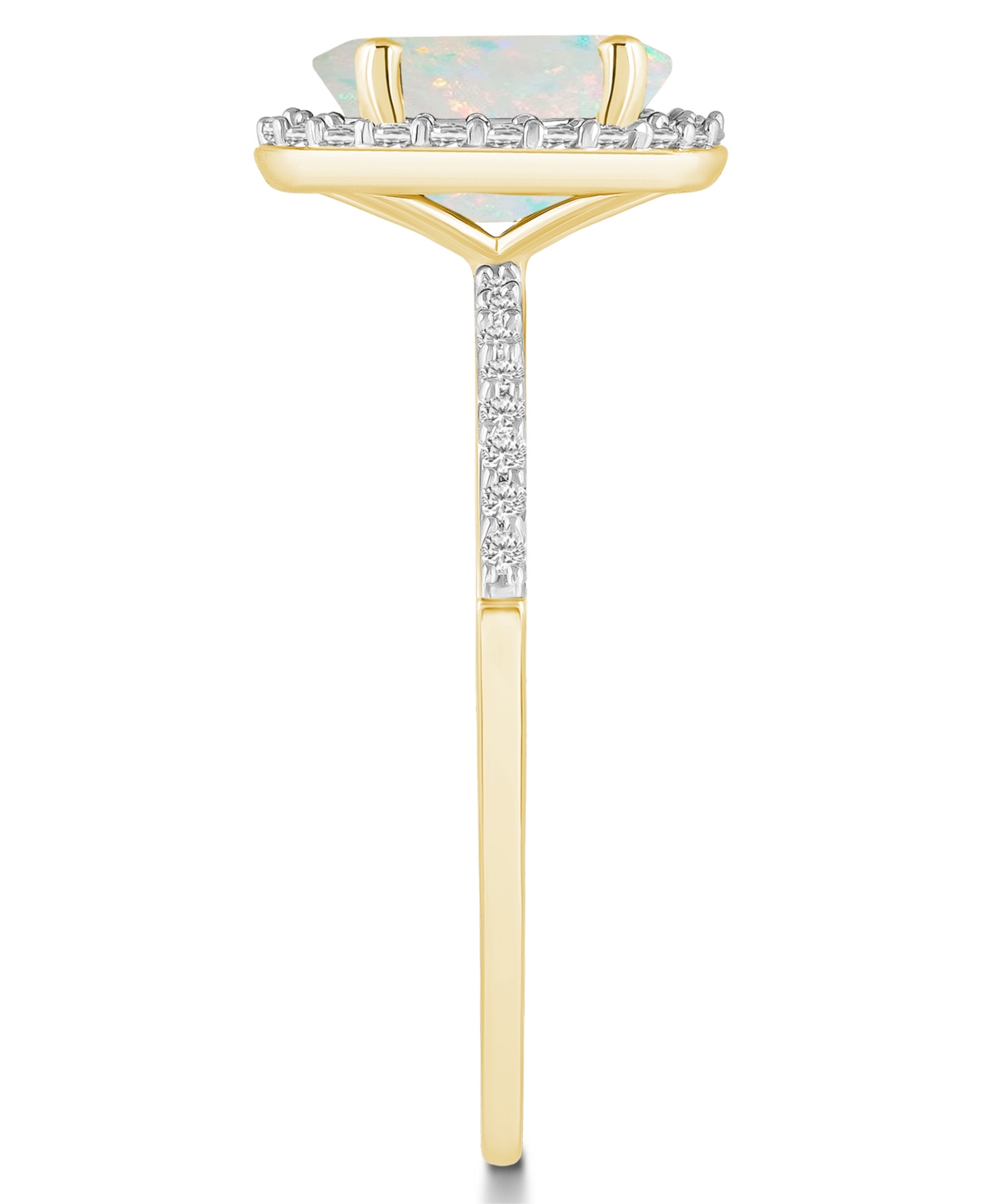 Macy's Lab-Grown(1/2 ct. t.w.) and Lab-Grown Sapphire (1/5 ct. t.w.) Halo Ring in 10K Gold - Opal