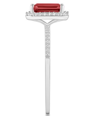 Garnet (1-9/10 ct. t.w.) and Lab-Grown White Sapphire (1/4 ct. t.w.) Halo Ring in 10K White Gold