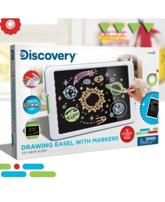 Discovery Neon Glow Drawing Easel w/ 6 Color Marker, Light Modes