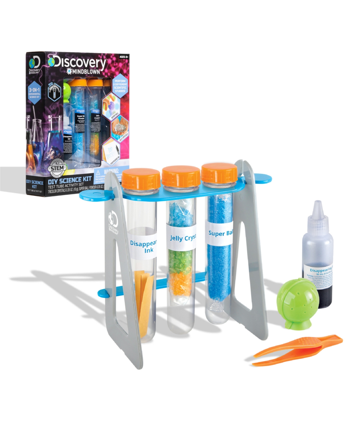 Discovery Mindblown Kids' Test Tubes Science Kit With 3 Educational Experiments Set, 14 Piece In Open Miscellaneous