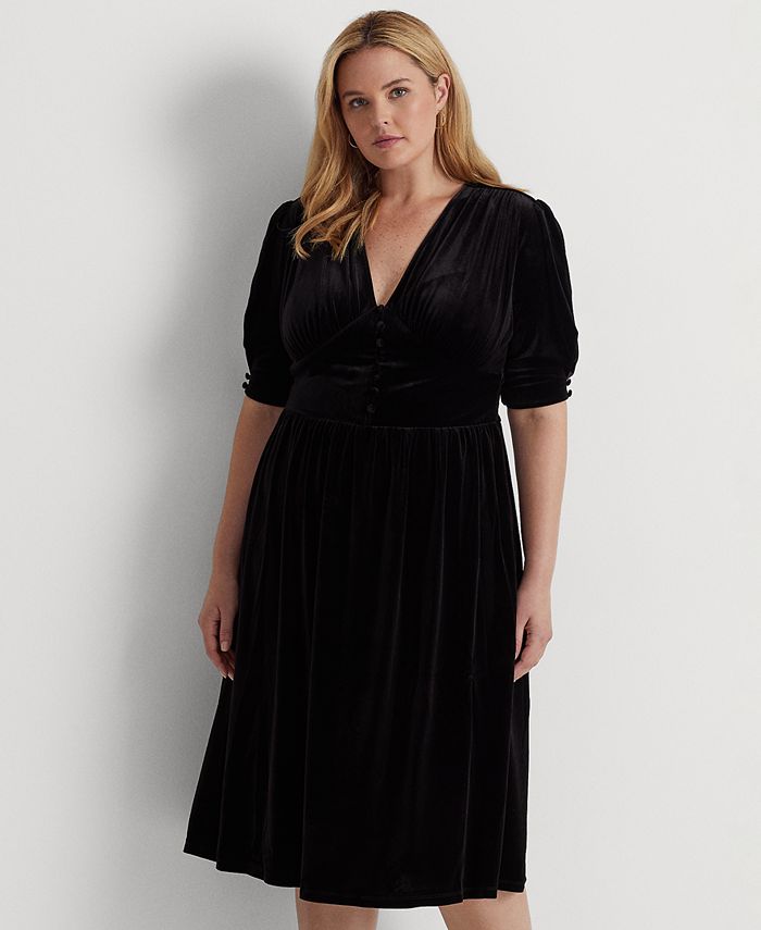 Lauren Ralph Lauren Plus Size Empire Waist Velvet Dress - Macy's