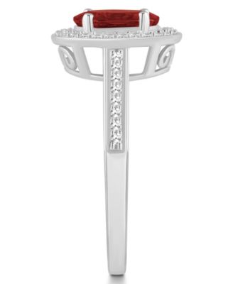 Garnet (1-1/2 ct. t.w.) and Diamond (1/5 ct. t.w.) Halo Ring in Sterling Silver