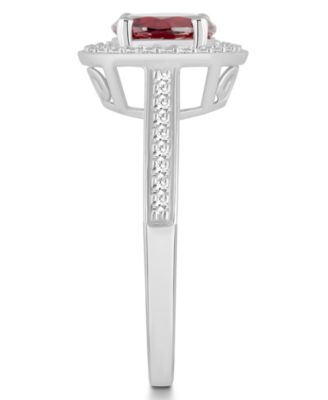 Garnet (1-2/3 ct. t.w.) and Diamond (1/5 ct. t.w.) Halo Ring in Sterling Silver
