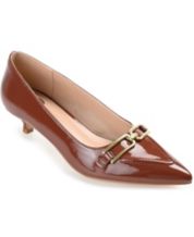 brown kitten heel pumps