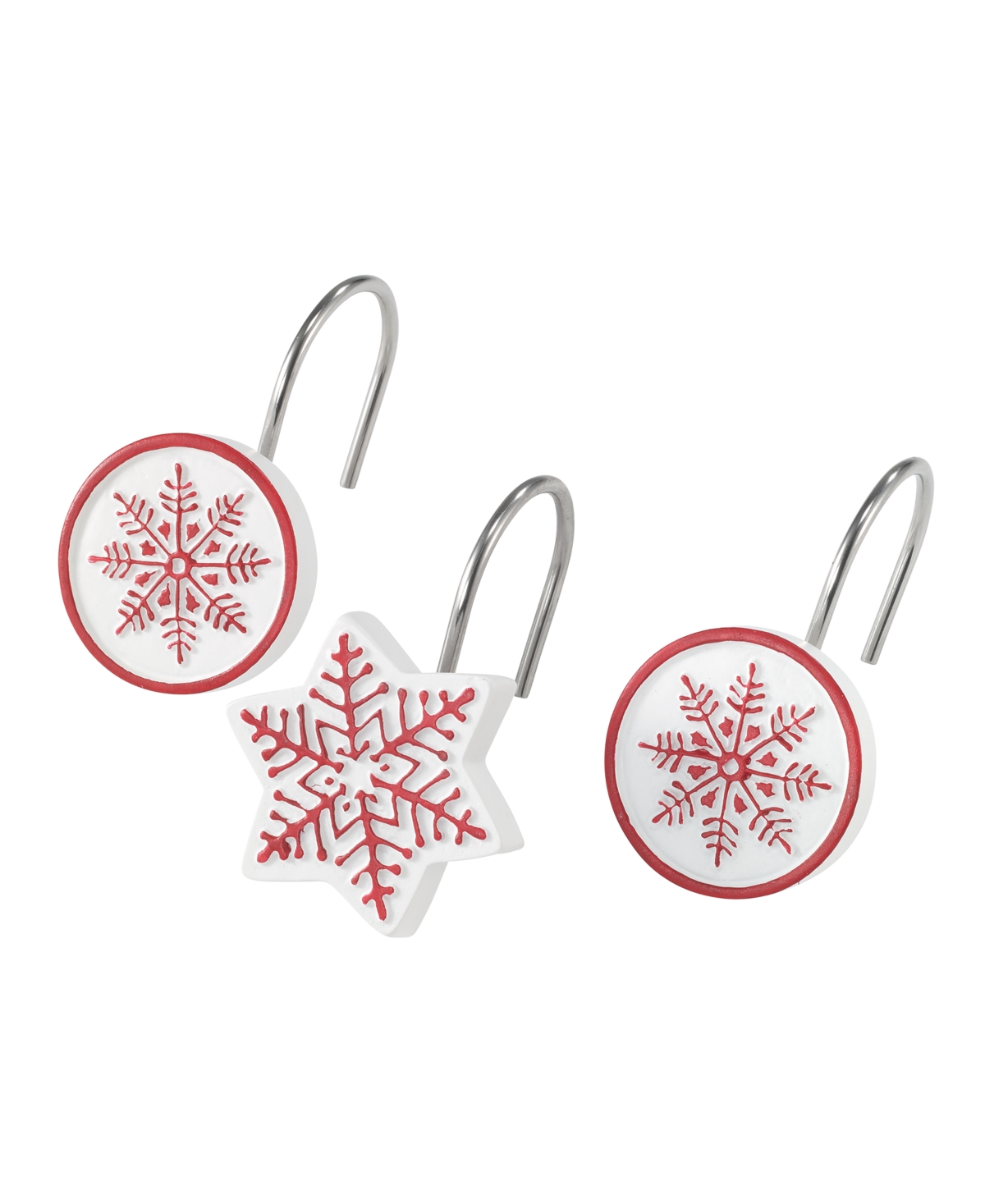 Sparkle Snowflakes Holiday 12-Pc. Shower Curtain Hooks - White