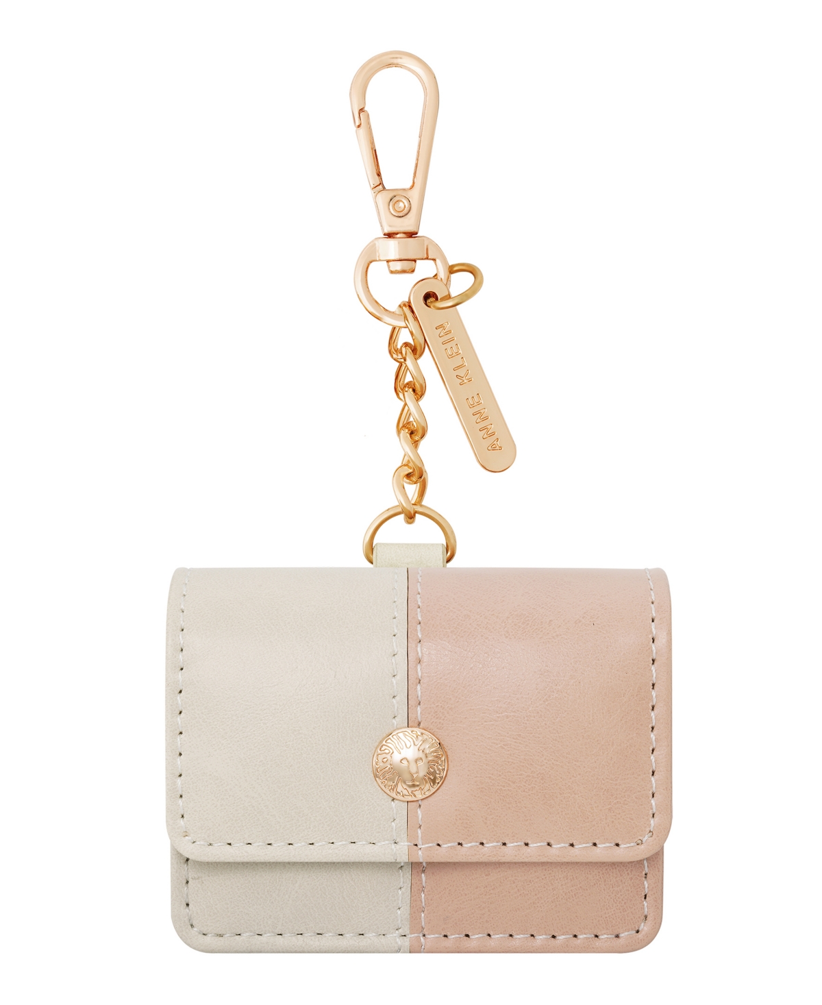 Women's Blush Pink and Beige Faux Leather Holder with Rose Gold-Tone Alloy - Blush Pink, Beige