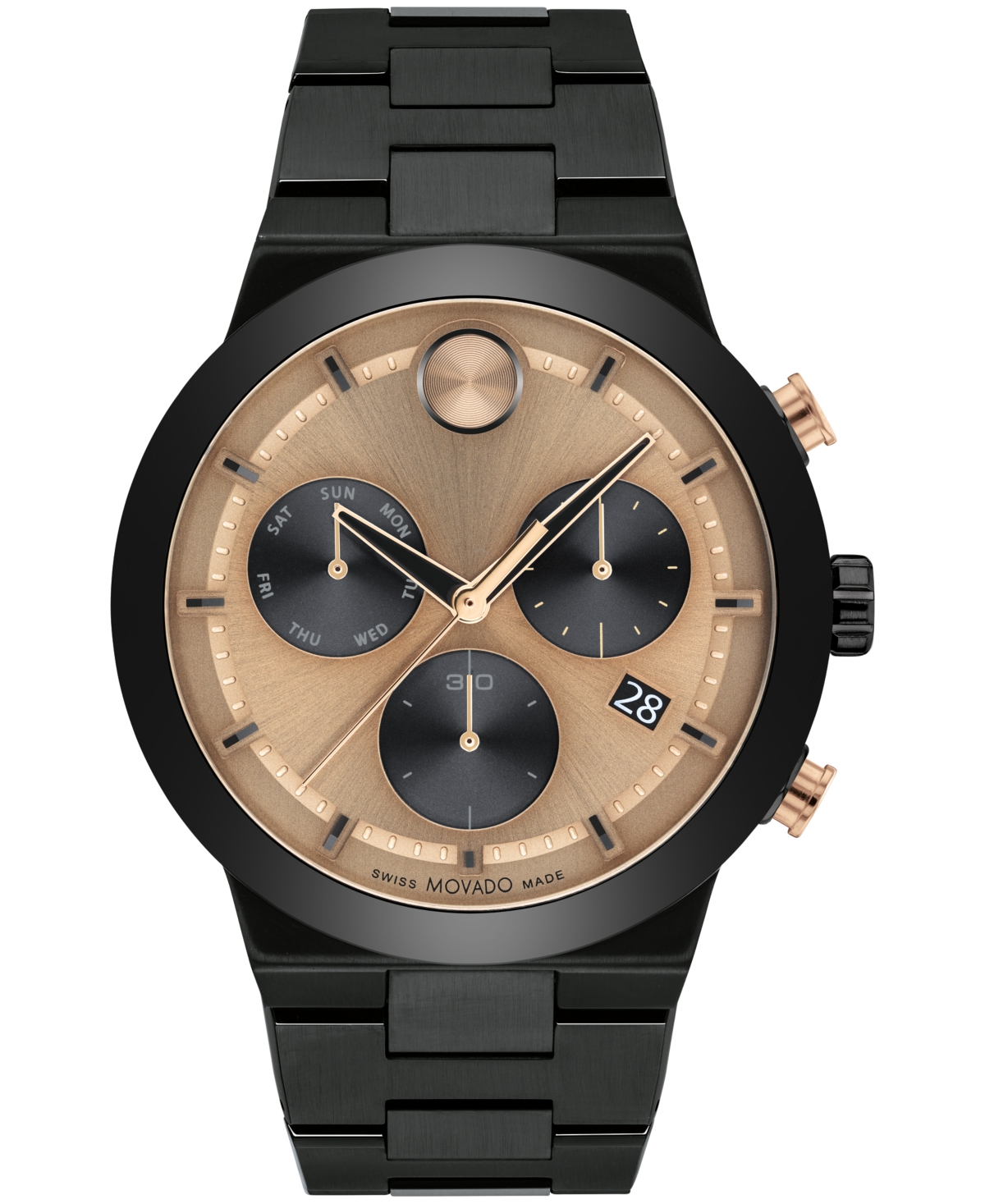 Shop Movado Men's Bold Fusion Swiss Quartz Chronograph Ionic Plated Black Steel Bracelet Watch 44mm