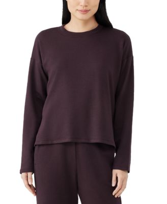 Eileen Fisher - Women's Relaxed Fleece-Lined Crewneck Top