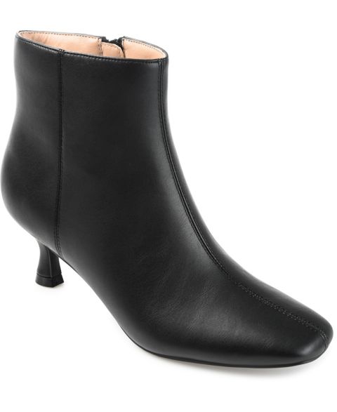 Женские ботинки Journee Collection Kelssa Square Toe Kitten Heel Dress Booties, цвет: Чёрный