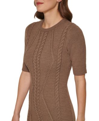 DKNY Cable-Knit Short-Sleeve Sweater Dress - Macy's