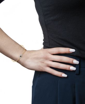 Black Diamond (1/20 ct. t.w.) & White Diamond (1/10 ct. t.w.) Evil Eye Paperclip Link Bracelet