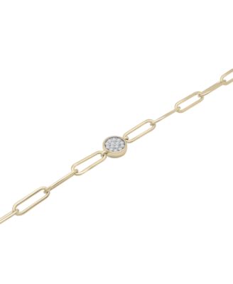 Diamond Circle Cluster Paperclip Link Bracelet (1/6 ct. t.w.) in 14k Gold-Plated Sterling Silver, Created for Macy's