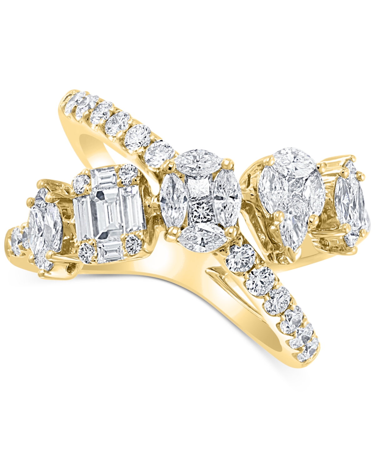 Effy Diamond Multi-Shape Crossover Ring (1-5/8 ct. t.w.) in 18k White Gold or 18k- Yellow Gold