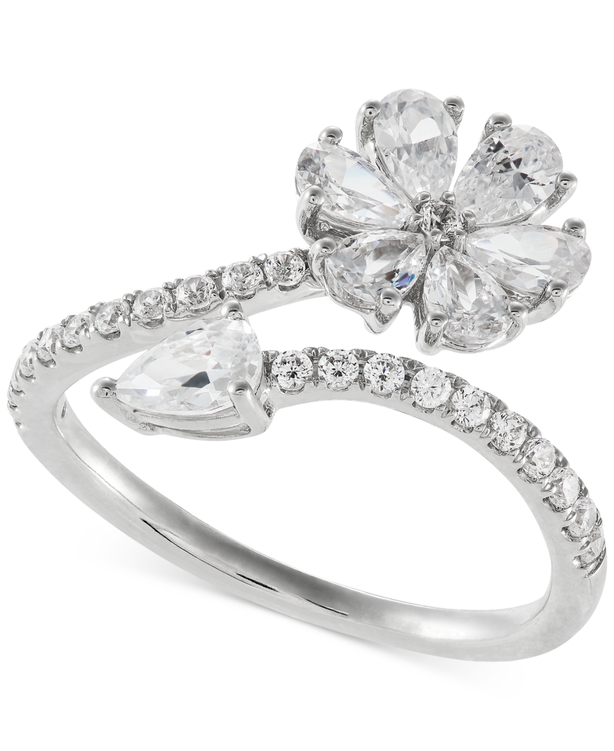 Grown With Love Lab Grown Diamond Pear Flower Bypass Ring (1-1/3 ct. t.w.) in 14k White Gold