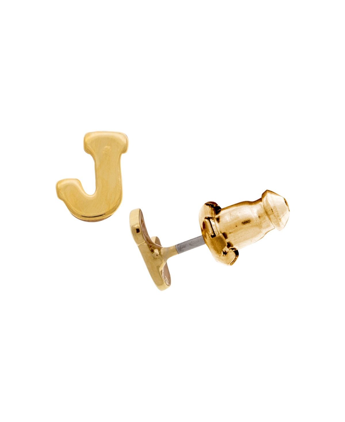 2028 14k Gold-dipped Initial Button Earrings In Yellow J