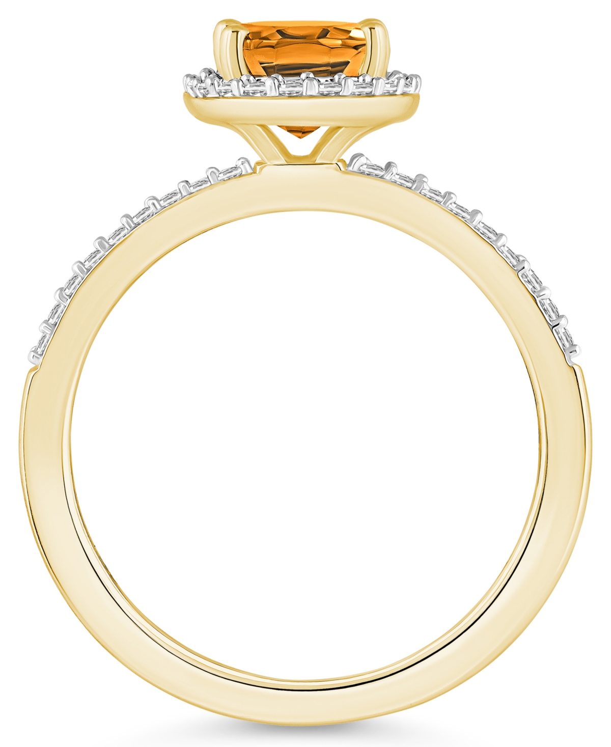 Macy's(1-1/5 ct. t.w.) and Lab Grown Sapphire (1/5 ct. t.w.) Halo Ring in 10K Yellow Gold - Citrine