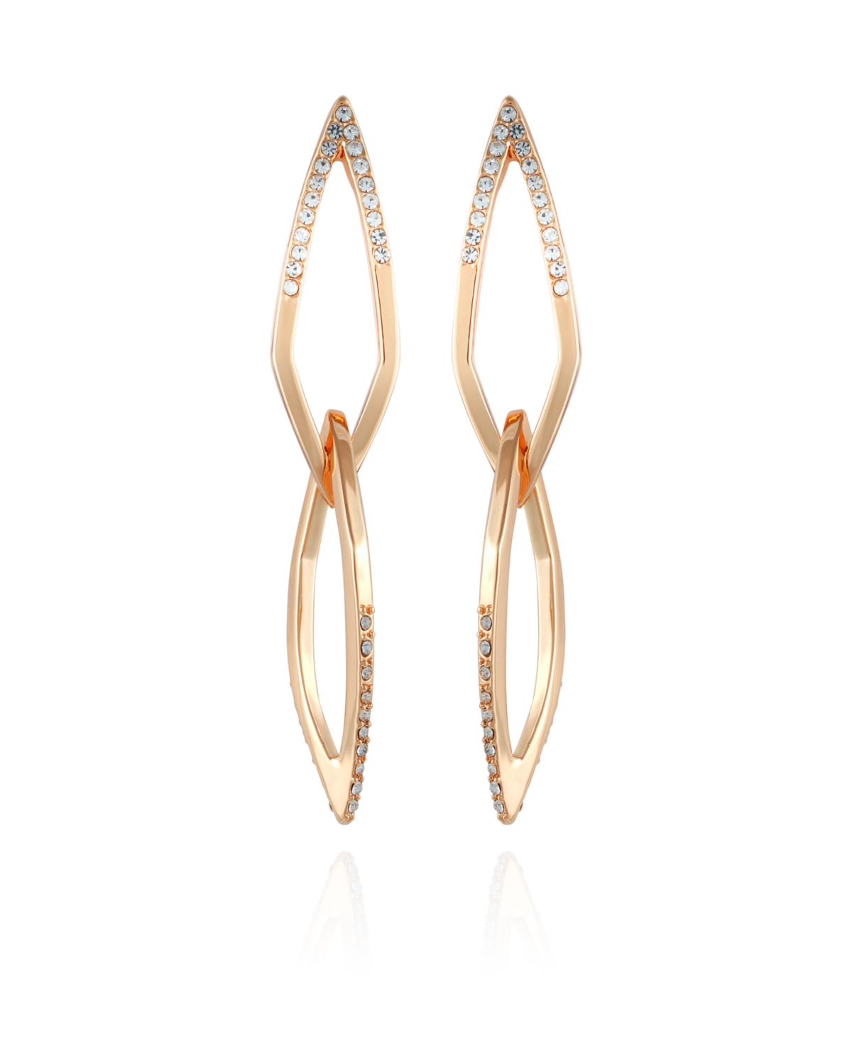 14K Gold-Plated and Crystal Diamond Link Drop Earring - K Gold-Plated, Crystal