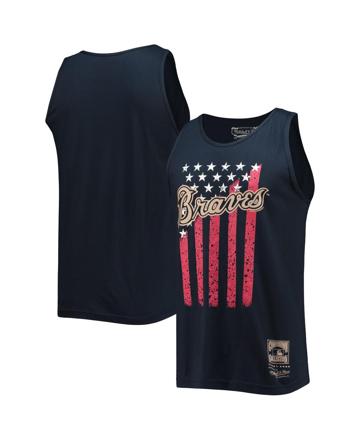 Men's Mitchell & NessAtlanta Braves Cooperstown Collection Stars and Stripes Tank Top - Navy