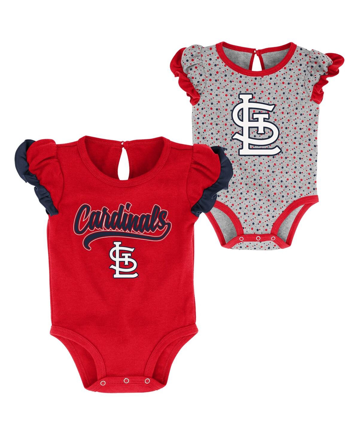 Shop Outerstuff Newborn And Infant Boys And Girls Red, Heathered Gray St. Louis Cardinals Scream And Shout Two-pack  In Red,heathered Gray