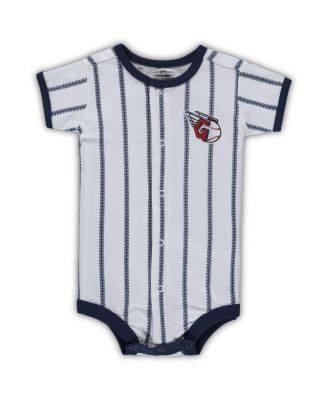Newborn Boys and Girls White, Navy Cleveland Guardians Power Hitter Short Sleeve Bodysuit