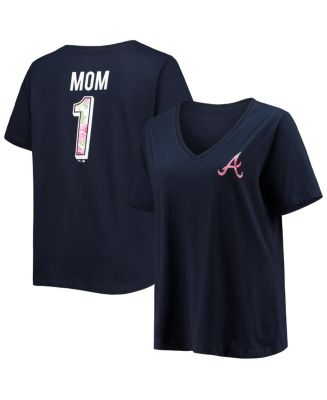 Women's Navy Atlanta Braves Plus Size #1 Mom 2-Hit V-Neck T-shirt - Macy's