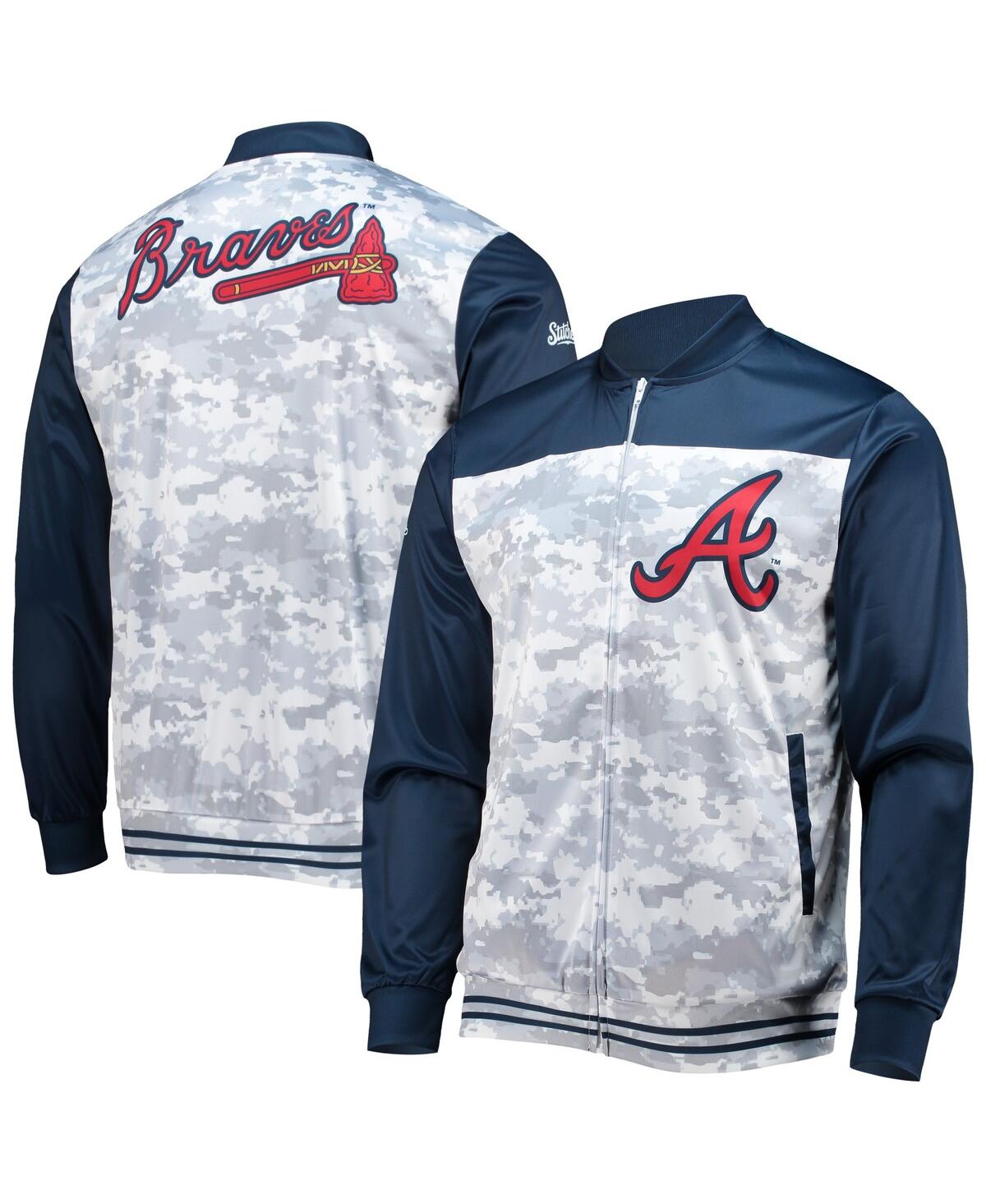 Stitches Men's  Navy Atlanta Braves Camo Full-zip Jacket