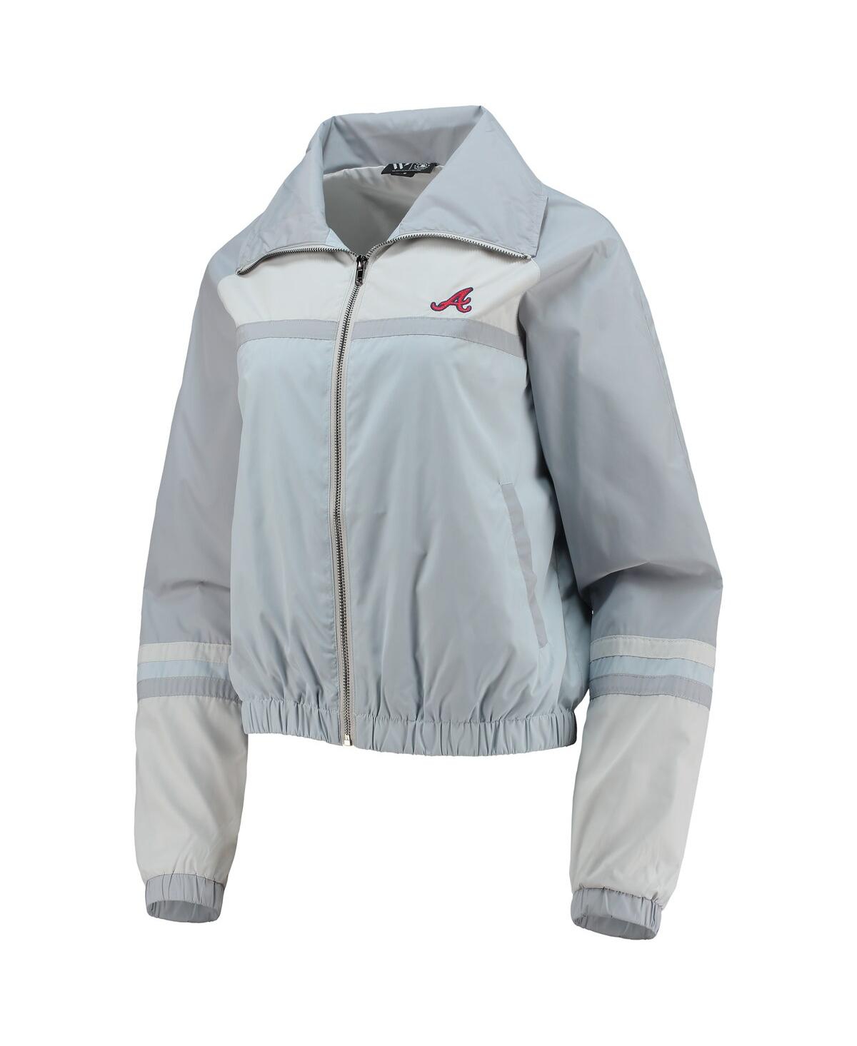 Shop The Wild Collective Women's  Light Blue Atlanta Braves Colorblock Track Raglan Full-zip Jacket