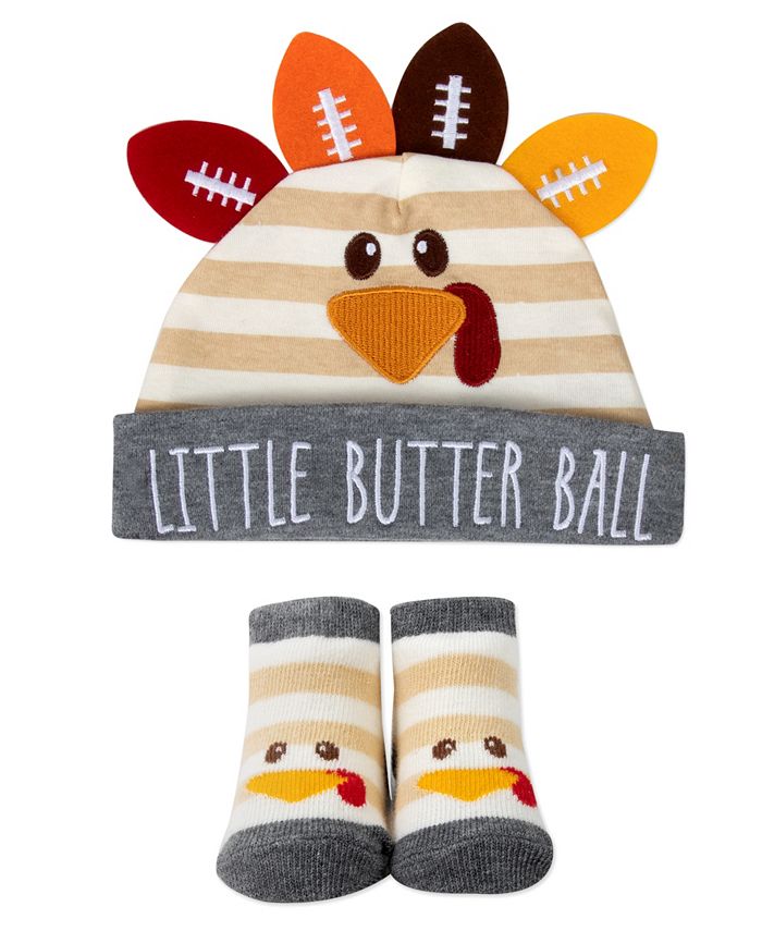 Baby Essentials Little Butter Ball Thanksgiving Hat and Socks 2