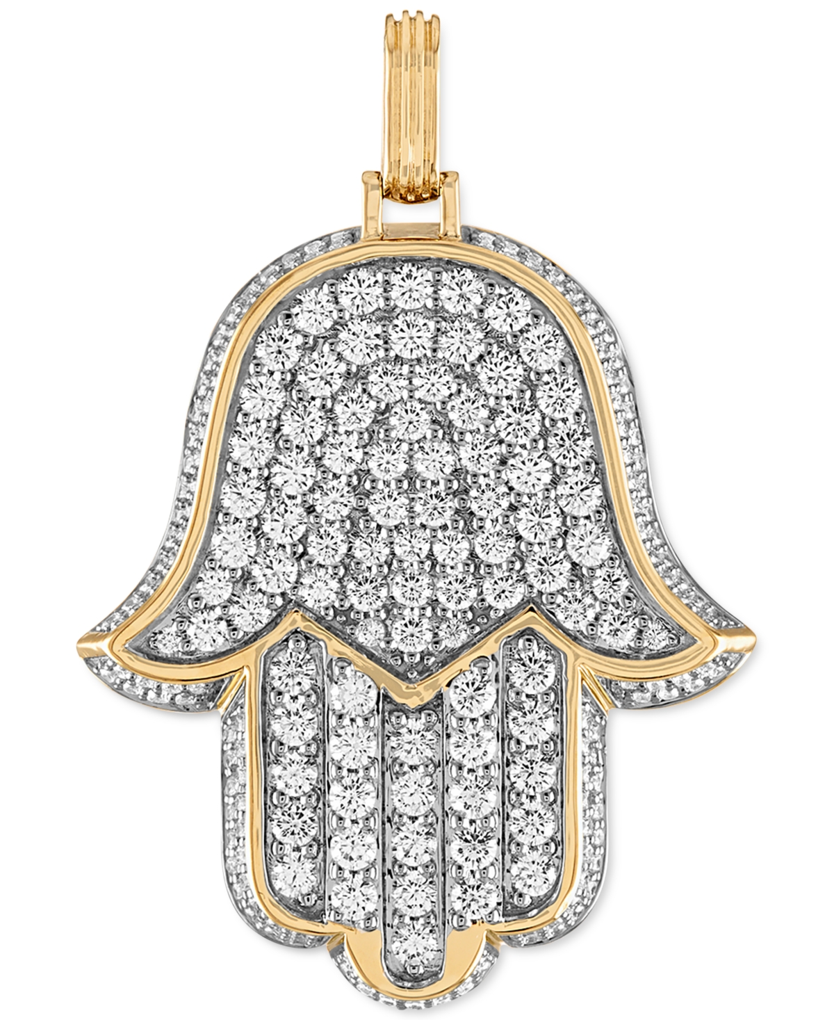Cubic Zirconia Pave Hamsa Hand Pendant in Sterling Silver & 14k Gold-Plate, Created for Macy's - Silver
