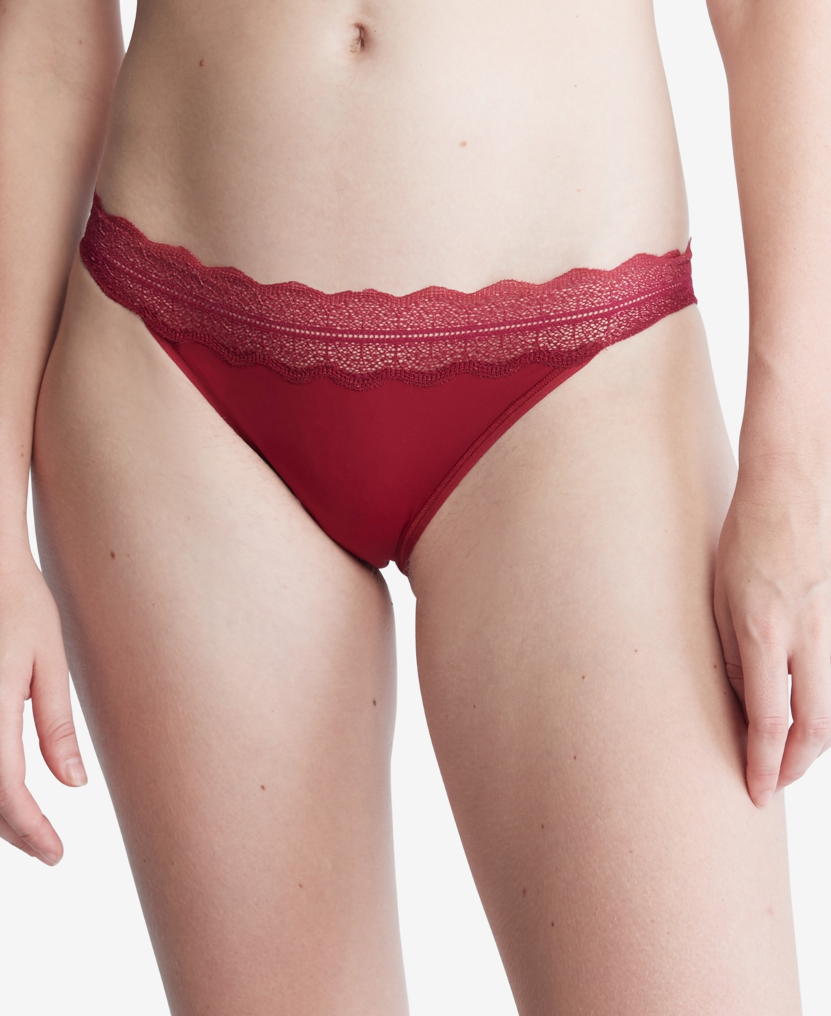 Calvin Klein Women's Lace Trim Bikini Underwear Qd3838 In Red