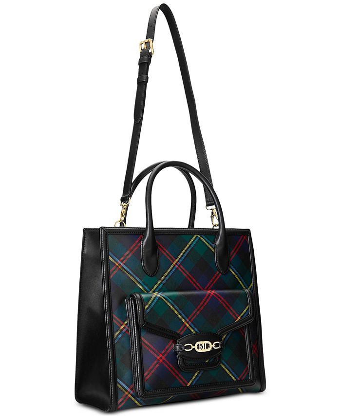 LAUREN Ralph Lauren Plaid Leather Large Symone Tote Bag Holiday  Tartan/Black One Size : Clothing, Shoes & Jewelry 
