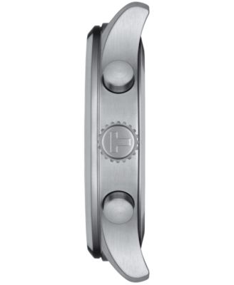 Men's Swiss Chronograph XL Anthracite Leather Strap Watch 45mm