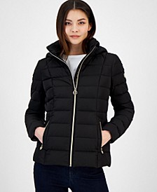 Women's Petite Hooded Stretch Packable Down Puffer Coat, Created for Macy's