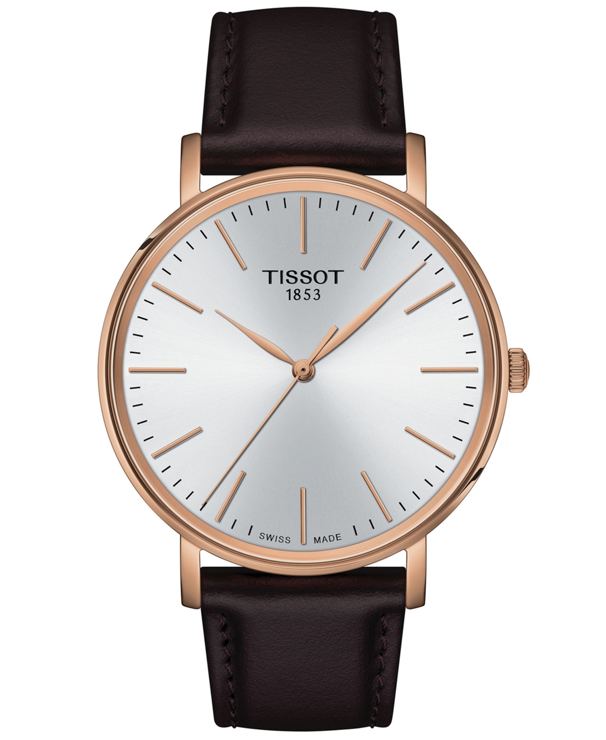 Tissot Men's Swiss Everytime Brown Leather Strap Watch 40mm