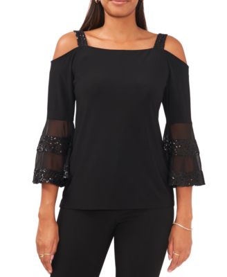 MSK Embellished Cold-Shoulder Top - Macy's