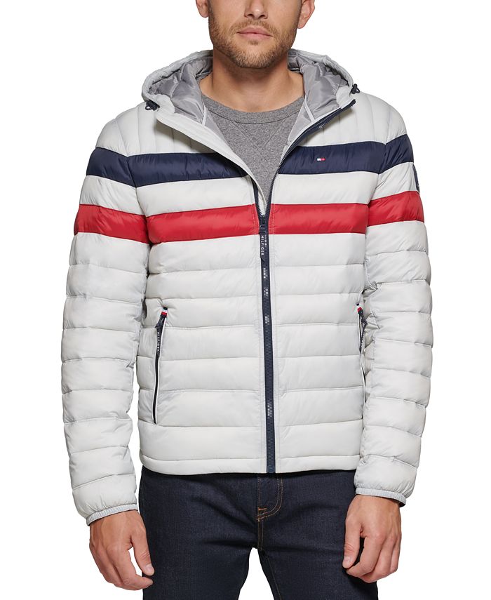 Tommy Hilfiger Men's Quilted Blocked Hooded Puffer Jacket -