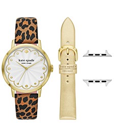 Women's Leopard Cross-Compatible Set, 38mm, 40mm, 41mm Bands for Apple Watch with Classic Watch Head Set