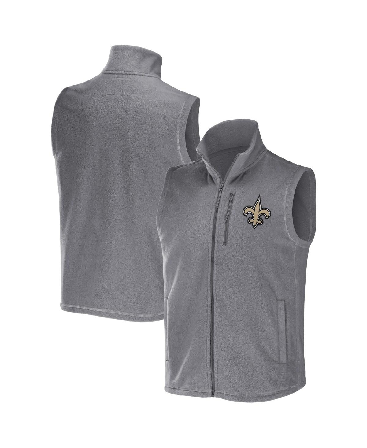 Fanatics Men's Nfl X Darius Rucker Collection By  Gray New Orleans Saints Polar Fleece Full-zip Vest In Black