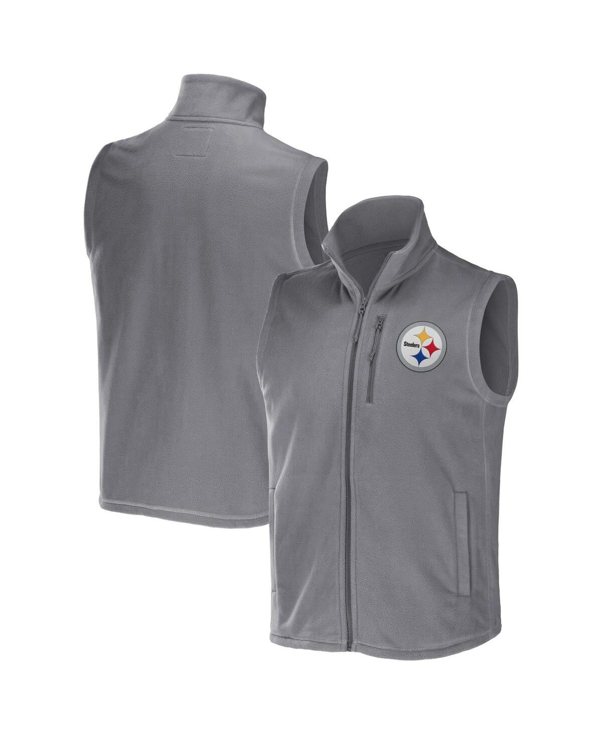 Shop Fanatics Men's Nfl X Darius Rucker Collection By  Gray Pittsburgh Steelers Polar Fleece Full-zip Vest