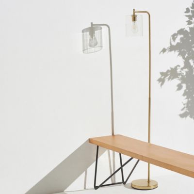 Elizabeth Modern LED Gold Floor Lamp with Glass Shade (66"), Edison Bulb Included