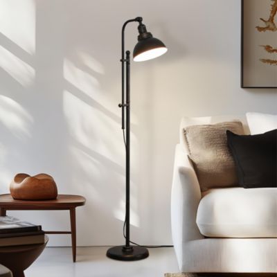 Dylan 65.5" LED Height-Adjustable Black Floor Lamp with Vintage Rust Finish